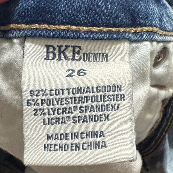 BKE Women's Two-Tone Blue Skinny Jeans with Raw Hem - Picture 6 of 6